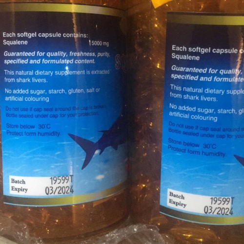 Сквален из Акулы для очистки и детокса организма Deep Blue Squalene 360 капсул по 5000 мг