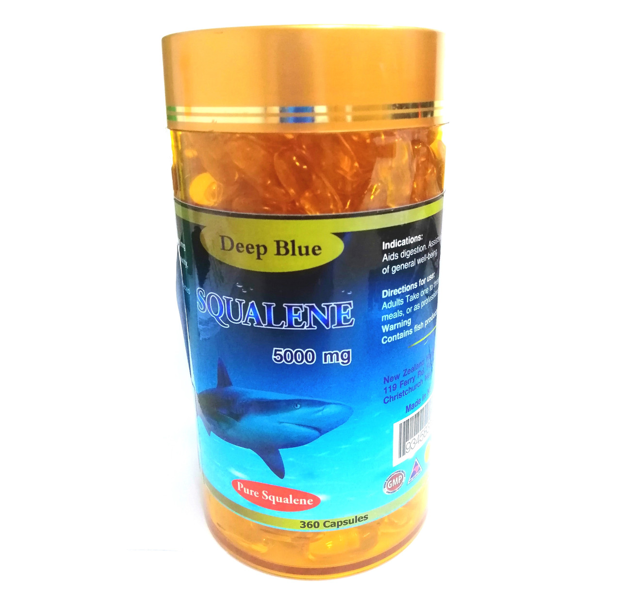 Сквален из Акулы для очистки и детокса организма Deep Blue Squalene 360 капсул по 5000 мг